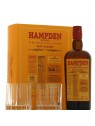 HAMPDEN ESTATE PURE SINGLE JAMAICAN RUM HLCF CLASSIC OVERPROOF  RHUM DELLA GIAMAICA CONFEZIONE CON 2 BICCHIERI , HAMPDEN DISTIL