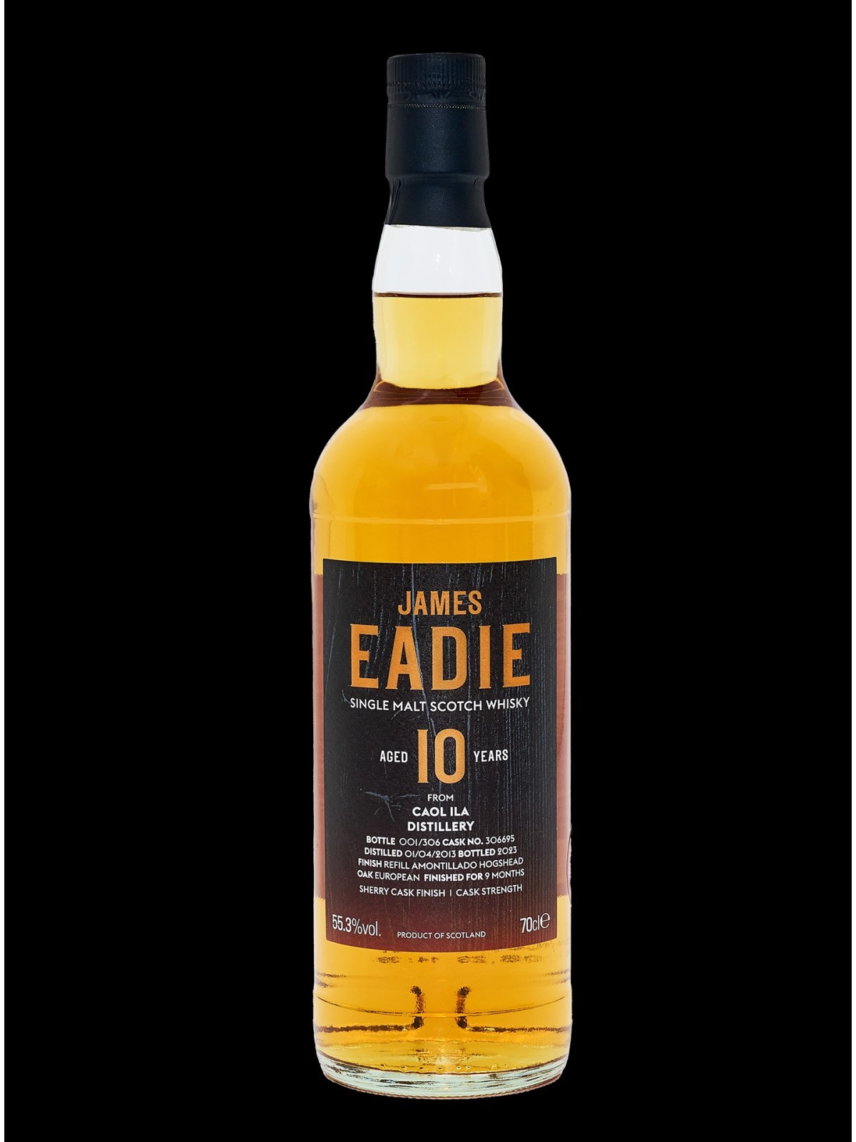 JAMES EADIE SINGLE MALT SCOTCH WHISKY  CAOL ILA DISTILLERY 10 Y.O. SHERRY CASK FINISH