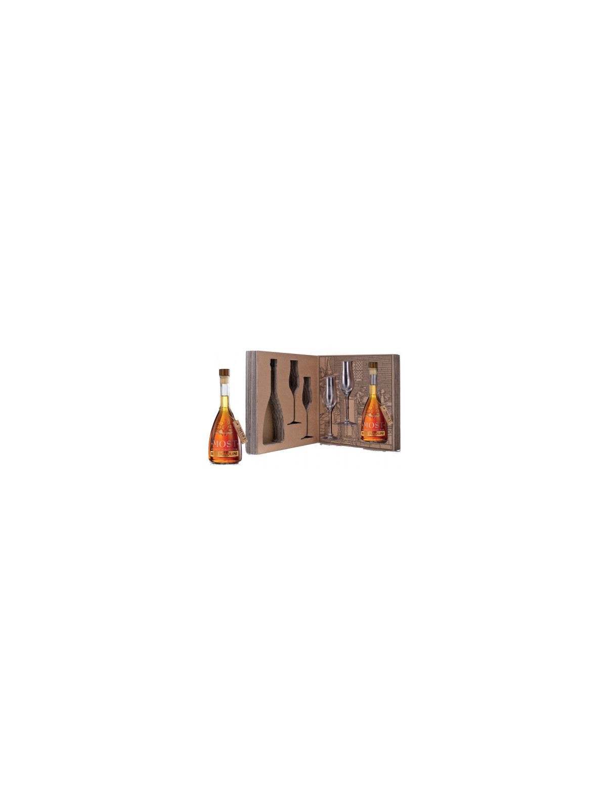 LA LEGGENDA CONFEZIONE REGALO GRAPPA MOST 0,375 BARRIQUE CILIEGIO + 2 BICCHIERI BEPI TOSOLINI