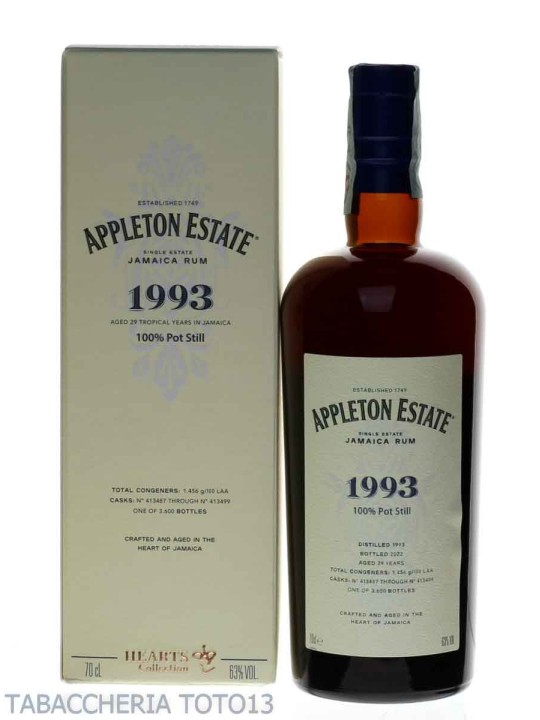 RUM APPLETON ESTATE 1993 HEARTS COLLECTION 29 YO