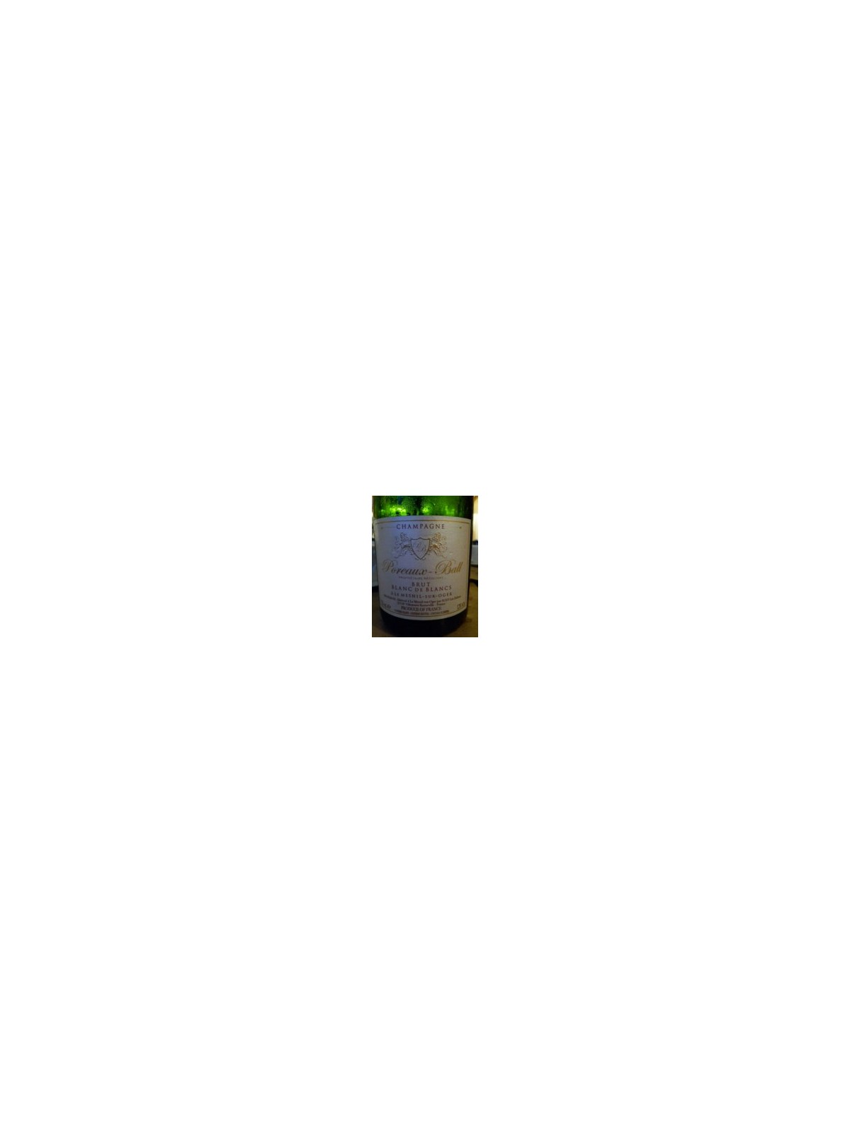 CHAMPAGNE BRUT BLANC DE BLANCS  POREAUX-BALL