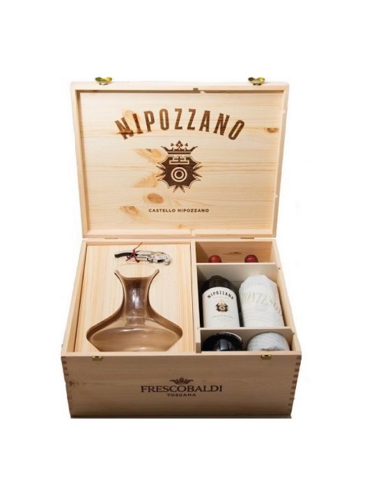 CASTELLO DI NIPOZZANO LUX2 MONTESODI 2013, 2 NIPOZZANO RISERVA 2013,1 DECANTER CANTINA ARREDO, 1 CAVATAPPI PULL TAP