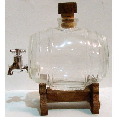 BOTTE IN VETRO CON RUBINETTO  DA 0,5 LITRI PER GRAPPA O VINSANTO