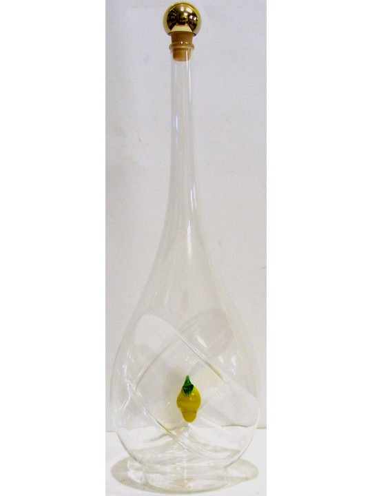 BOTTIGLIA CON LIMONE IN VETRO SOFFIATO PER GRAPPA O LIMONCELLO