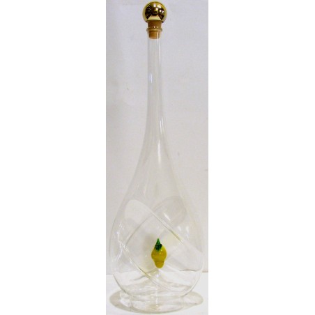 BOTTIGLIA CON LIMONE IN VETRO SOFFIATO PER GRAPPA O LIMONCELLO