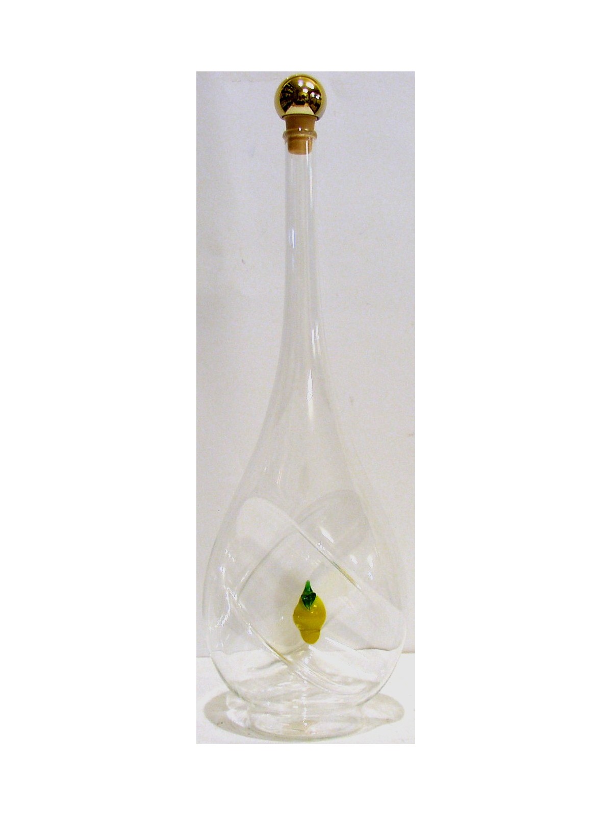 BOTTIGLIA CON LIMONE IN VETRO SOFFIATO PER GRAPPA O LIMONCELLO