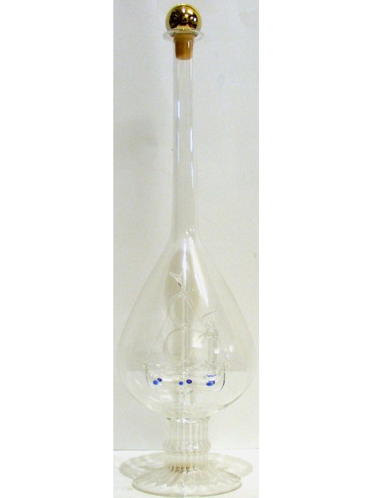 BOTTIGLIA CON VELIERO IN VETRO SOFFIATO PER GRAPPA