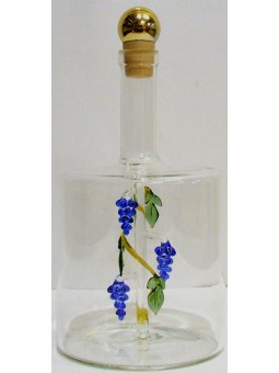 BOTTIGLIA GRANDE IN VETRO SOFFIATO CON UVA PER GRAPPA O LIQUORE