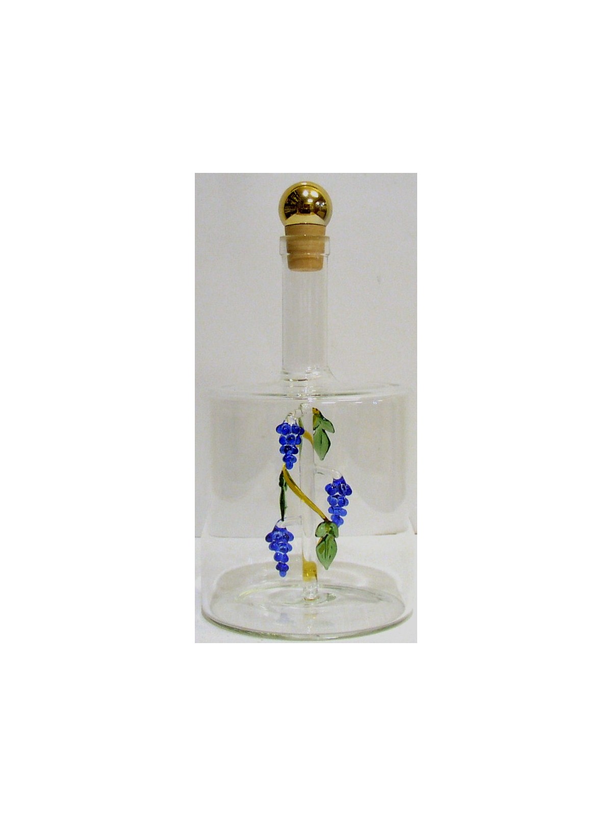 BOTTIGLIA GRANDE IN VETRO SOFFIATO CON UVA PER GRAPPA O LIQUORE