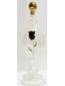 BOTTIGLIA IN VETRO SOFFIATO PER GRAPPA CON ROSA ROSSA