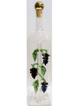 BOTTIGLIA RETTANGOLARE PER GRAPPA IN VETRO CON UVA CLORATA 50 cc