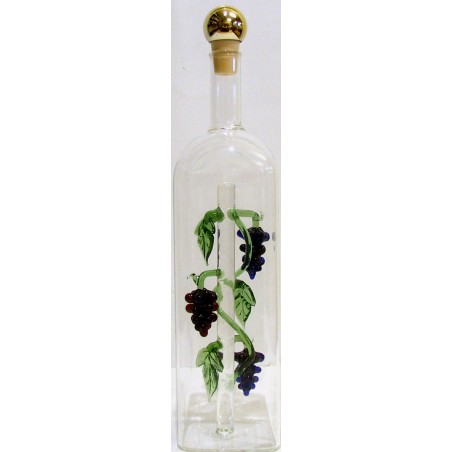 BOTTIGLIA RETTANGOLARE PER GRAPPA IN VETRO CON UVA CLORATA 50 cc