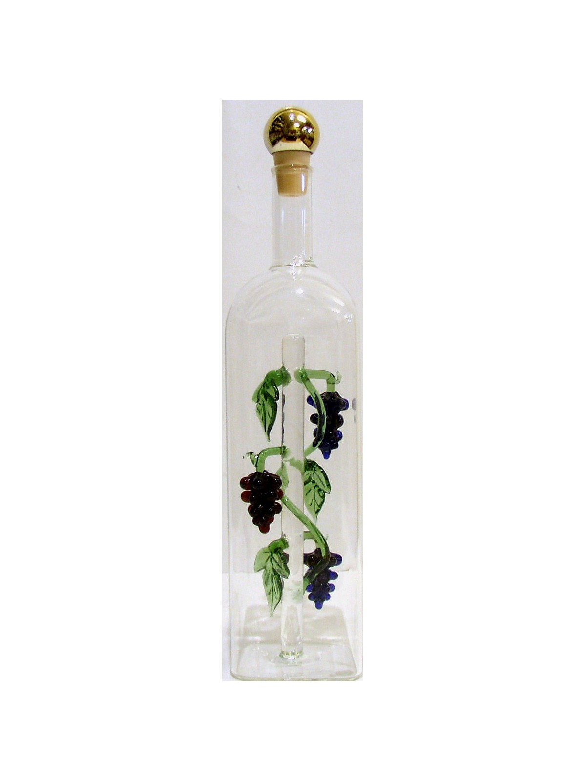 BOTTIGLIA RETTANGOLARE PER GRAPPA IN VETRO CON UVA CLORATA 50 cc
