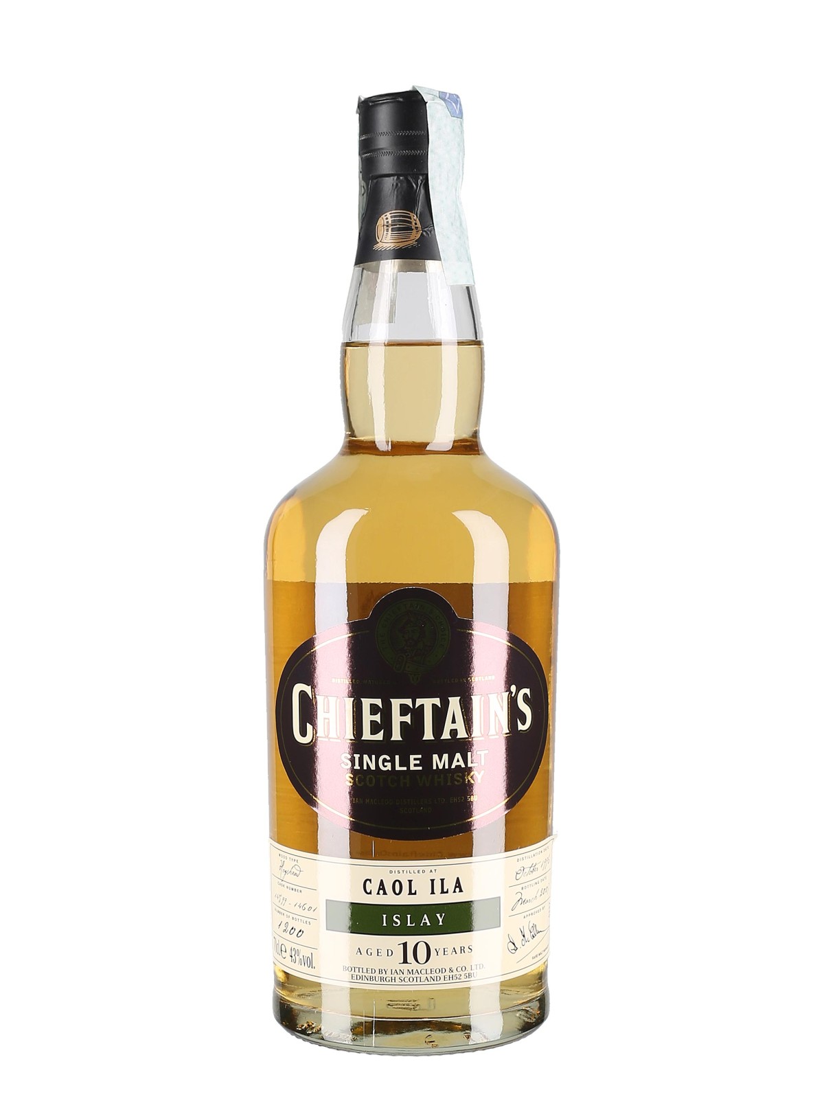 CHIEFTAIN'S SINGLE MALT CAOL ILA ISLAY WHISKY AGED 10 YEARS 1996-2007