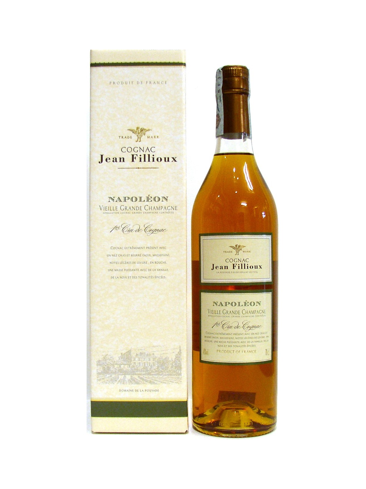 COGNAC JEAN FILLIOUX  NAPOLEON 1ER CRU VIEILLE GRANDE CHAMPAGNE AOC