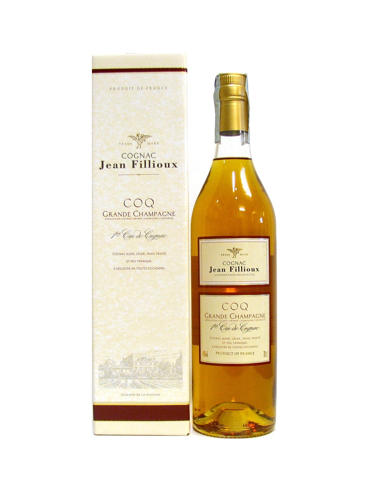 COGNAC JEAN FILLIOUX COQ 1ER CRU AOC GRANDE CHAMPAGNE