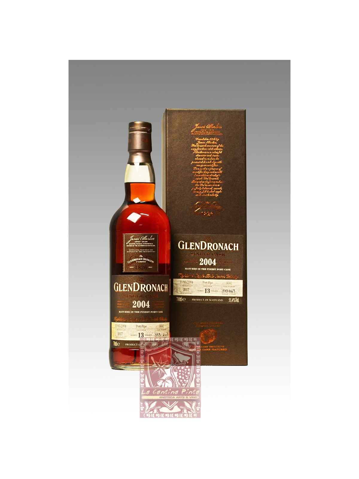 HIGHLAND SINGLE MALT WHISKY GLENDRONACH  2004/2017 55,4% PORT PIPE CASK -3342