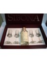 CONFEZIONE REGALO "DEGUSTAZIONE POKER SIBONA" CON GRAPPA DI  NEBBIOLO GRADUATA + 4 BICCHIERI RASTAL - DISTILLERIA SIBONA
