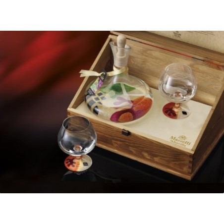 DECANT'ART GIOCONDA DI LEONARDO GRAPPA DI MOSCATO INVECCHIATA  IN DECANTER CON BICCHIERI BALOON - MAZZETTI D'ALTAVILLA