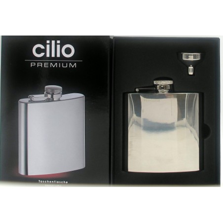 FIASCHETTA CON IMBUTO IN ACCIAIO INOX DA VIAGGIO,  ML 175 -  CILIO PREMIM