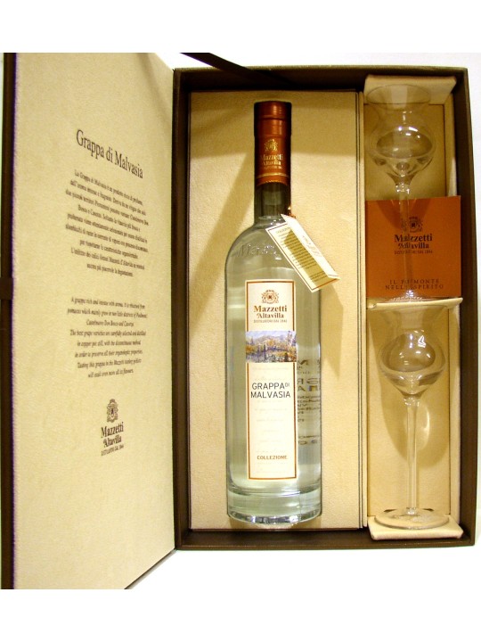 KIT GRAPPA DI MALVASIA CON DUE CALICI IN COFANETTO - MAZZETTI