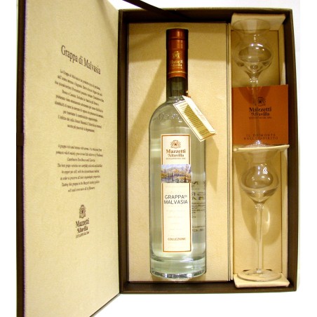 KIT GRAPPA DI MALVASIA CON DUE CALICI IN COFANETTO - MAZZETTI