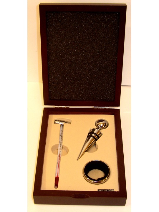 KIT PER SOMMELIER IN CASSA LEGNO 3 OGGETTI