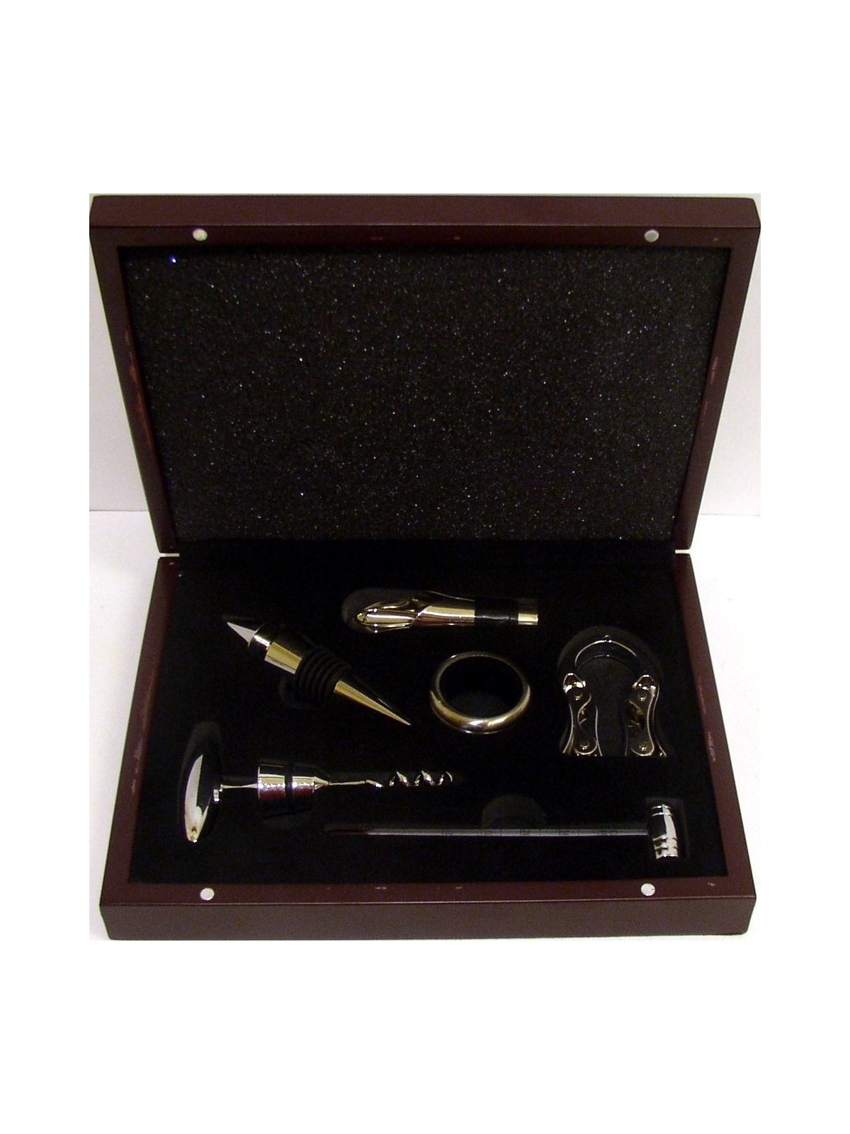 KIT PER SOMMELIER IN CASSA LEGNO 6 OGGETTI