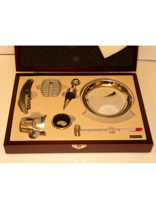 KIT PER SOMMELIER IN CASSA LEGNO 7 OGGETTI
