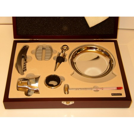 KIT PER SOMMELIER IN CASSA LEGNO 7 OGGETTI