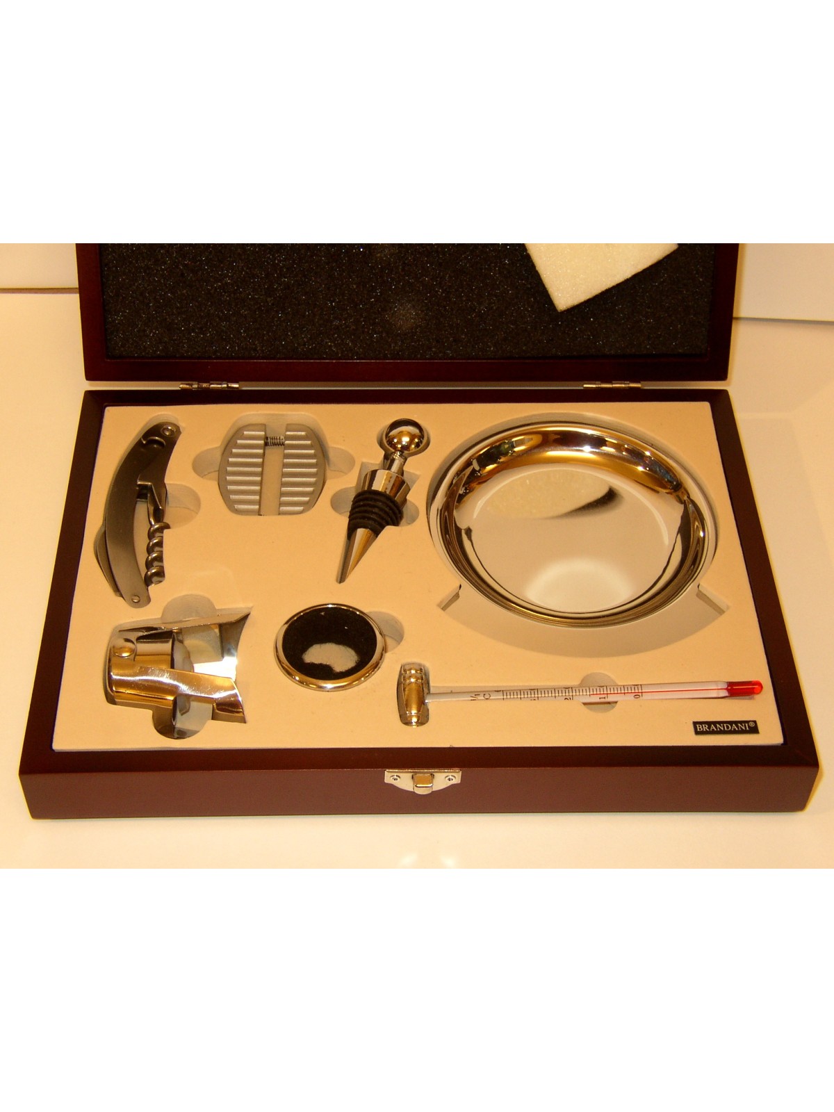 KIT PER SOMMELIER IN CASSA LEGNO 7 OGGETTI