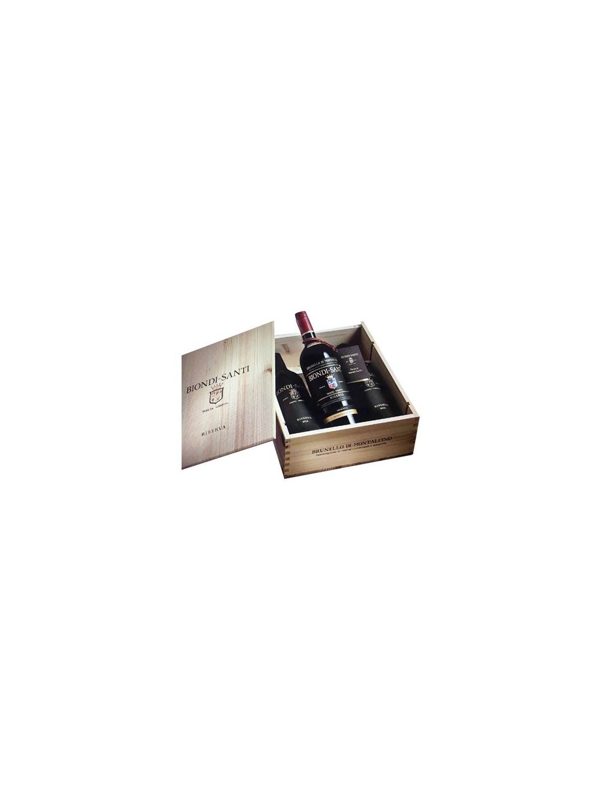 LA VERTICALE  BRUNELLO DI MONTALCINO BIONDI SANTI RISERVA 2008 2012 2013, 3 BOTTIGLIE IN CASSA LEGNO PREGIATO