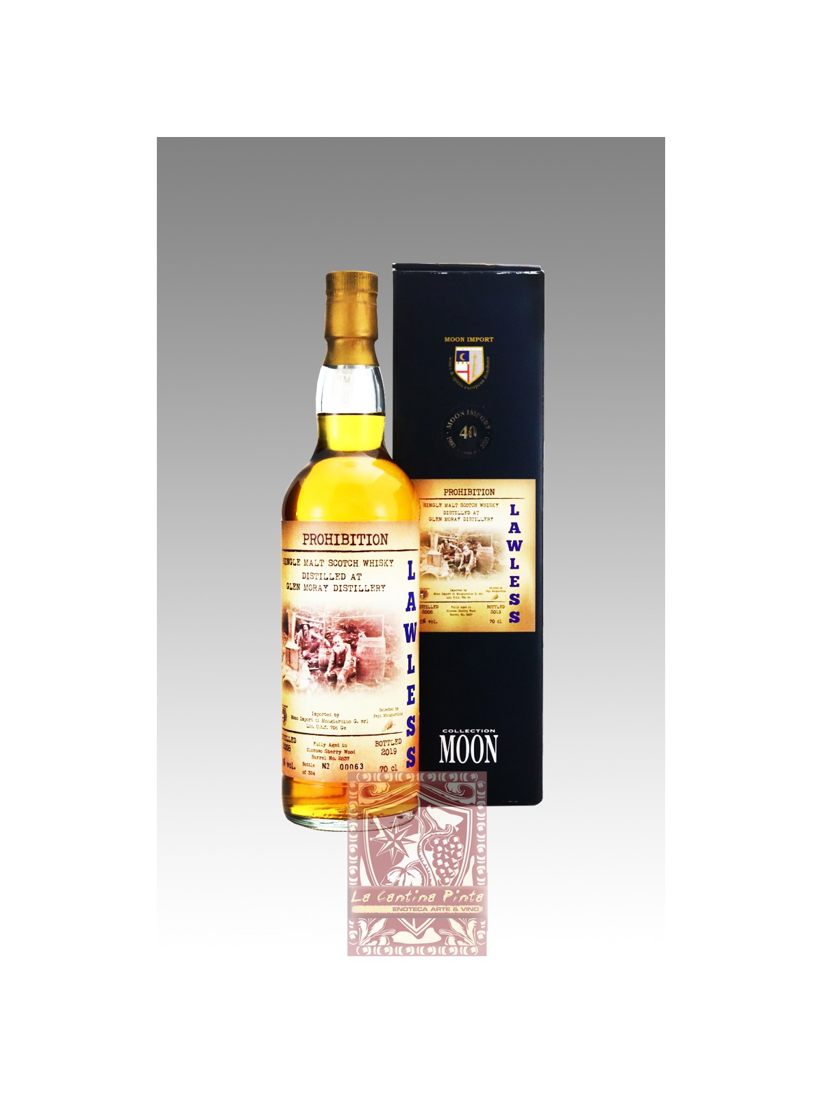 LAWLESS WHISKY GLEN MORAY 2008  12 YO SINGLE MALT SCOTCH WHISKY -  MOON IMPORT