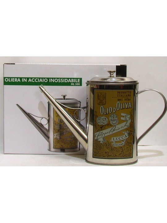 OLIERA IN ACCIAO INOX DECORATA DA 0,5 LITRI