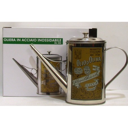 OLIERA IN ACCIAO INOX DECORATA DA 0,5 LITRI