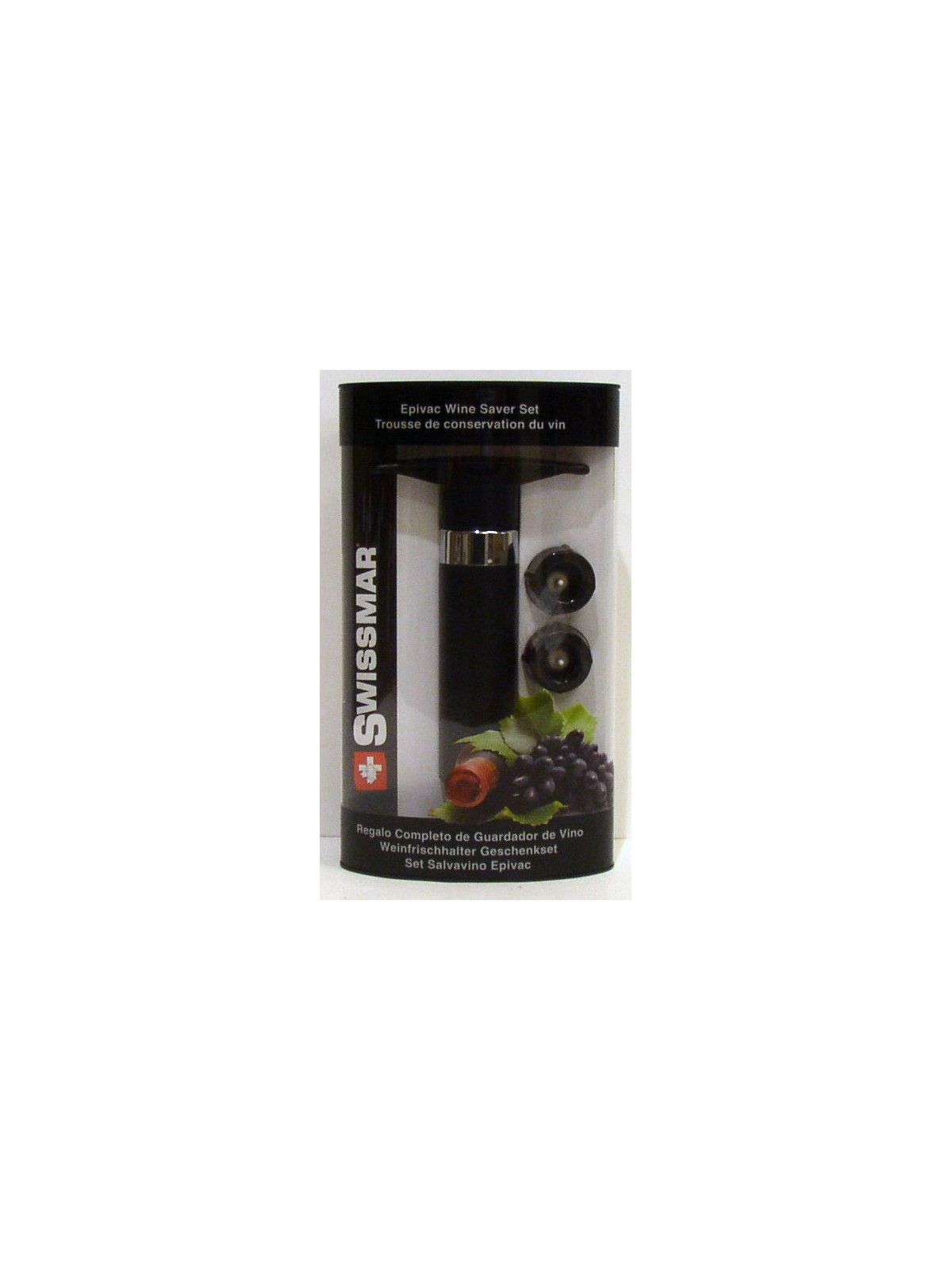 POMPETTA SALVAVINO CON DUE TAPPI NERO-CROMATO (WINE SAVER SET)