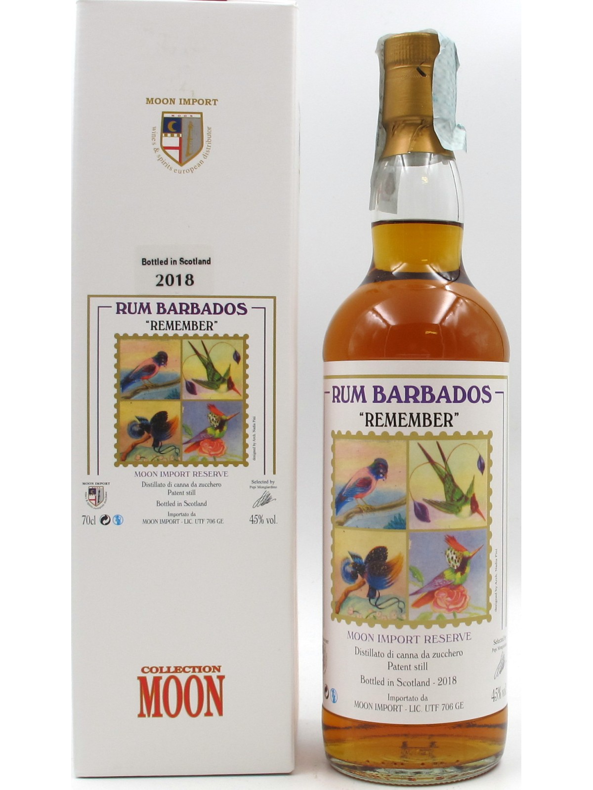 RHUM BARBADOS "REMEMBER" BOTTLED IN SCOTLAND - MOON IMPORT