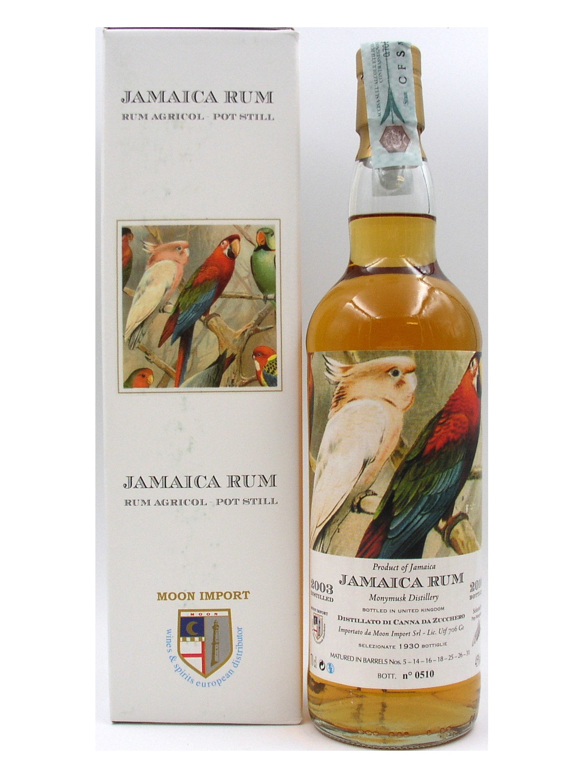 RHUM JAMAICA I PAPPAGALLI 2003, RUM DELLA GIAMAICA - MONYMUSK DISTILLERY