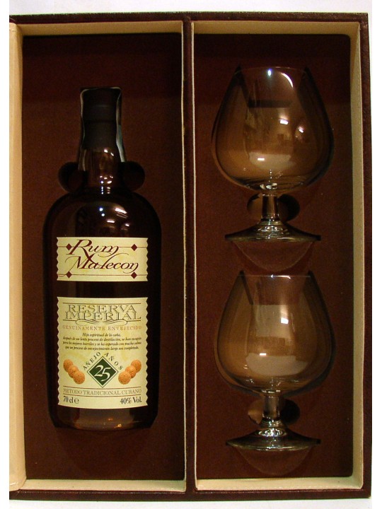 RHUM MALECON 25 Y.O. RESERVE IMPERIAL IN ASTUCCIO CON 2 BICCHIERI