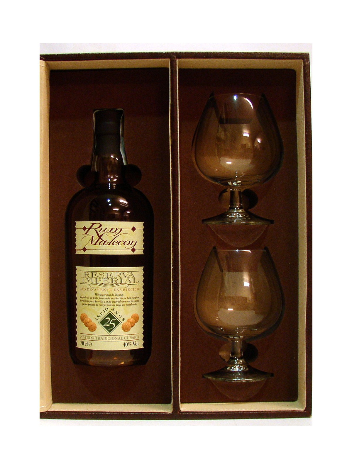 RHUM MALECON 25 Y.O. RESERVE IMPERIAL IN ASTUCCIO CON 2 BICCHIERI