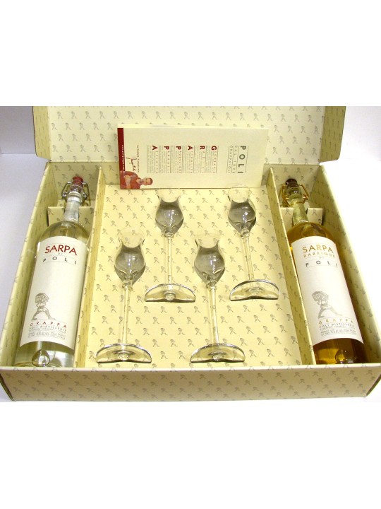 SARPA DI  POLI + NR. 4 BICCHIERI DA GRAPPA IN CONFEZIONE REGALO
