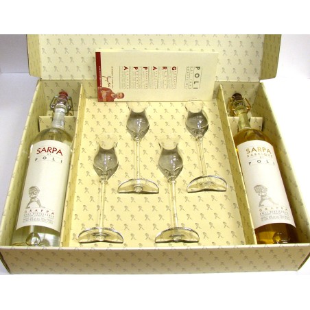 SARPA DI  POLI + NR. 4 BICCHIERI DA GRAPPA IN CONFEZIONE REGALO