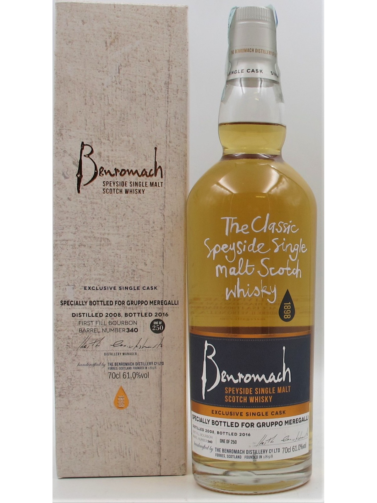 WHISKY BENROMACH 2008/2016  8YO SPEYSIDE SINGLE MALT EXCLUSIVE SINGLE CASK