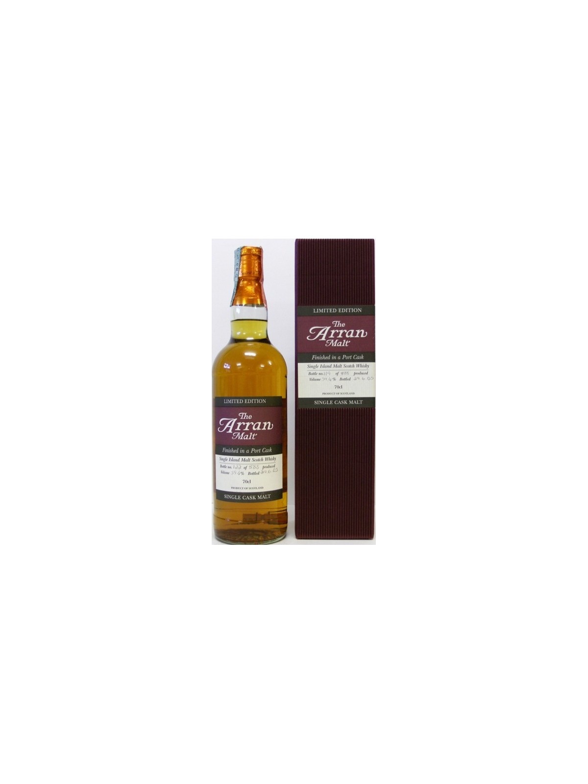 WHISKY THE ARRAN SINGLE MALT PORT FINISH LIMITED EDITION BOTTLES 2005