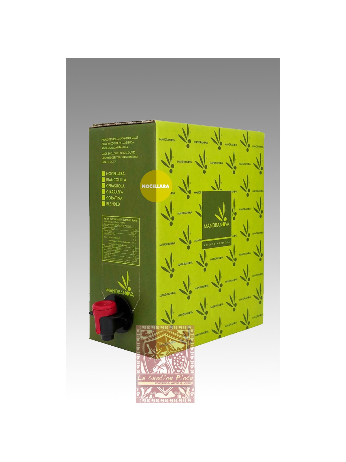 OLIO EXTRAVERGINE DI OLIVA ETICHETTA VERDE NOCELLARA 2024 LATTINA DA 5 LT.- MANDRANOVA