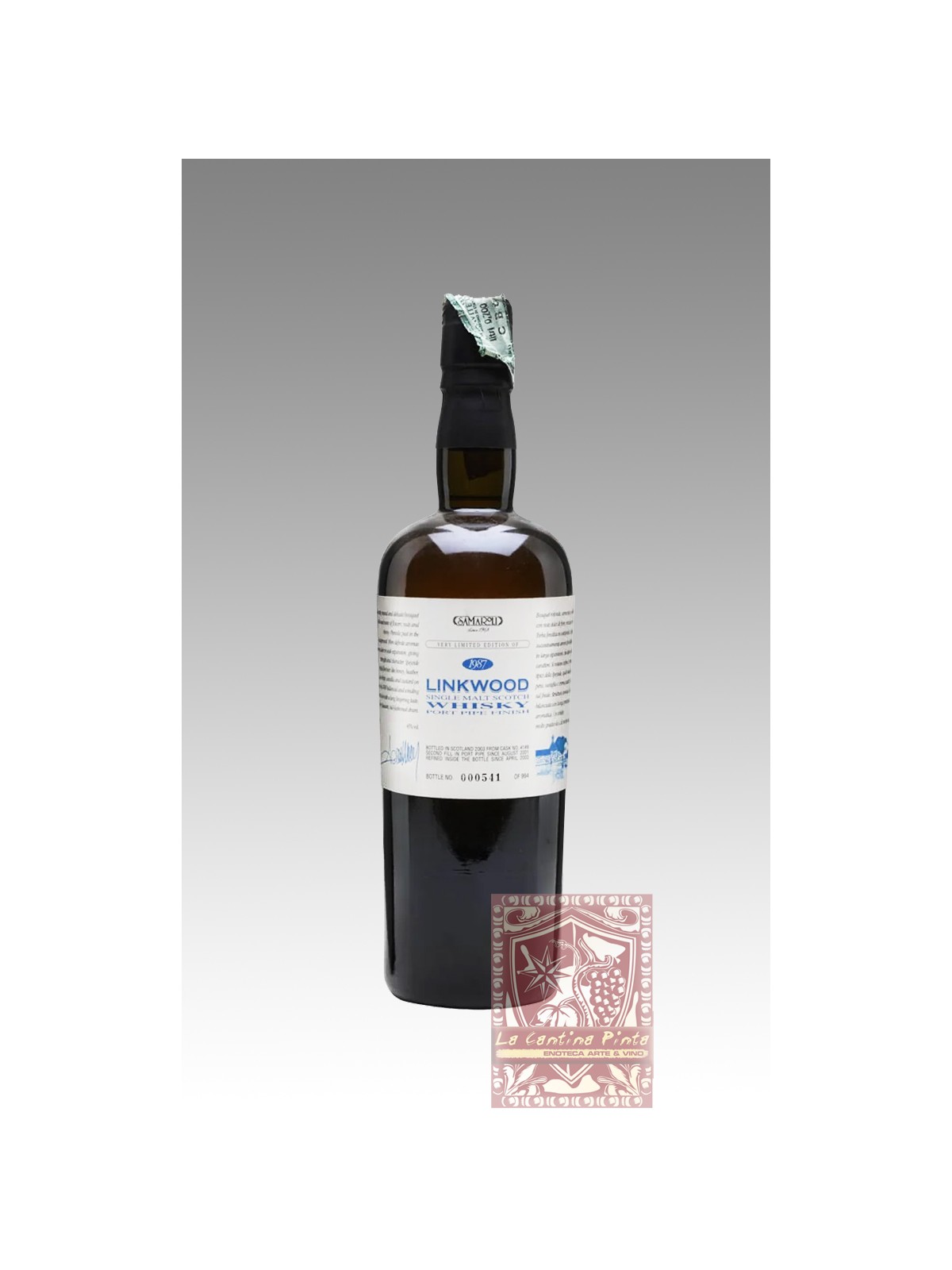 SINGLE MALT SCOTCH WHISKY LINKWOOD 1987 PORT PIPE FINISH VERY LIMITED EDITION SIGLE MALT - SAMAROLI