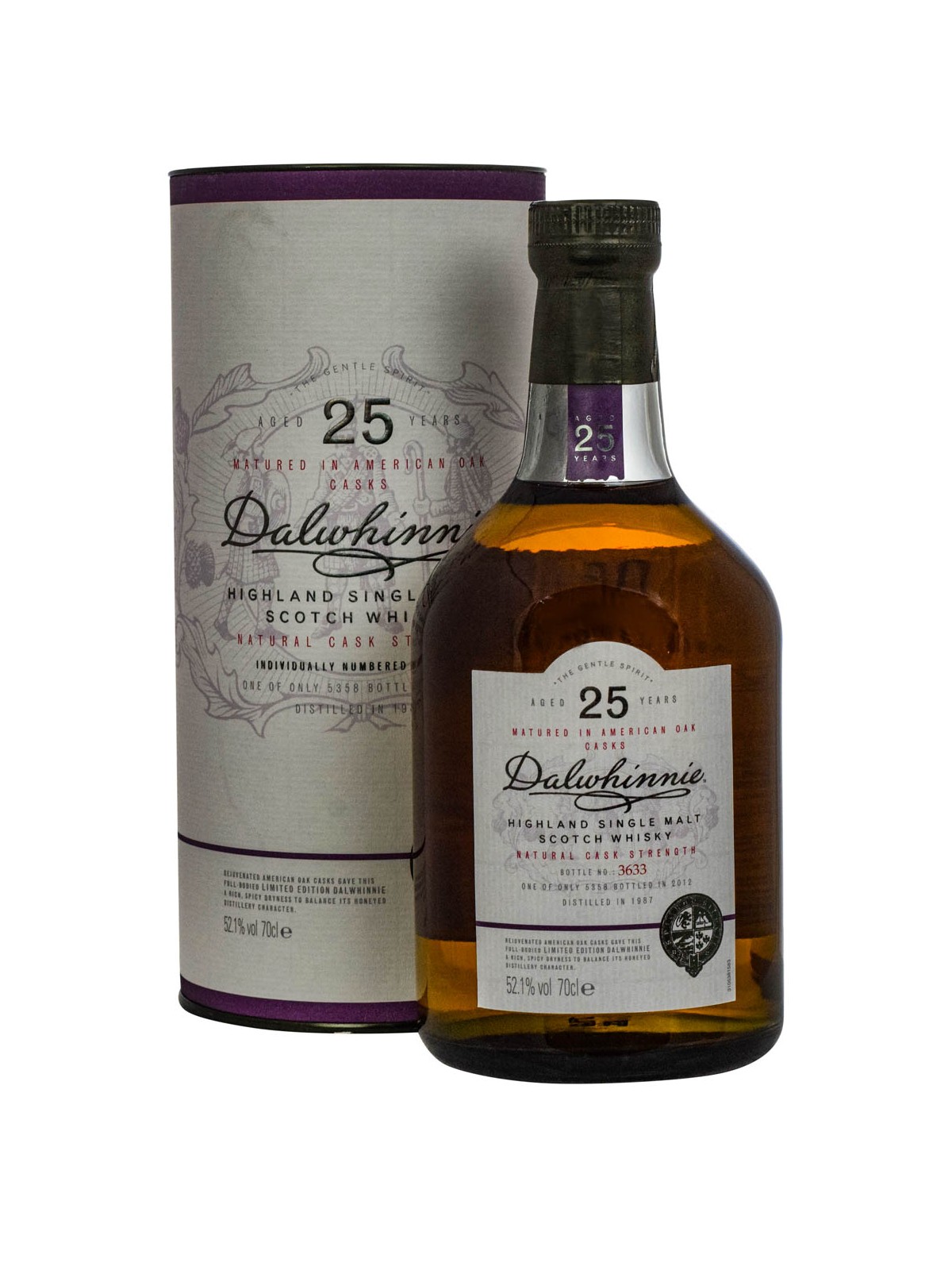 HIGHLAND SINGLE MALT SCOTCH WHISKY DALWHINNIE 1987  25 Y.O  NATURAL CASK STRENGTH