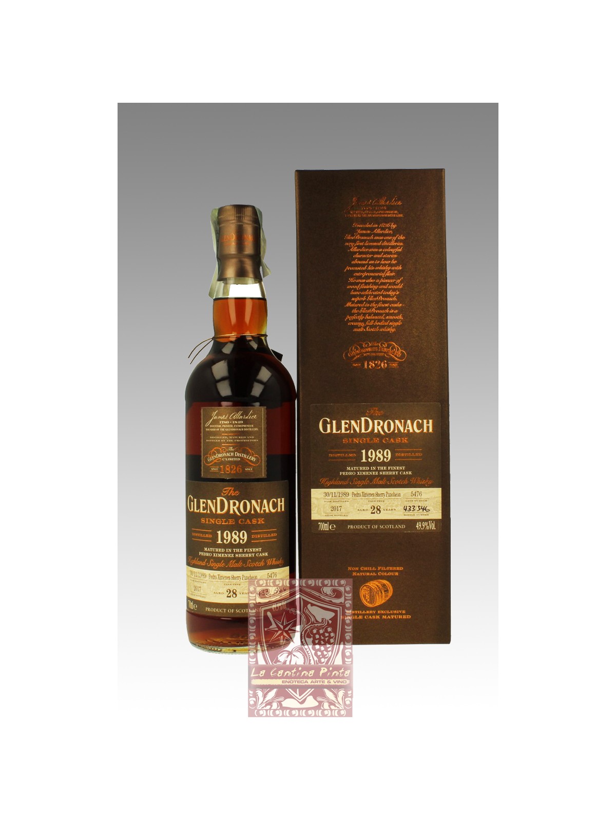 HIGHLAND SINGLE MALT WHISKY GLENDRONACH 1989/2017 28YO 49,9% CASK 5476 PX SHERRY PUNCHEON