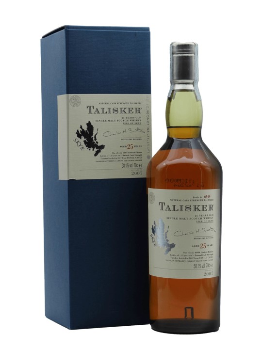 SINGLE MALT SCOTCH WHISKY NATURAL CASK STRENGTH TALISKER 25 YO DIAGEO SPECIAL REL. 2007