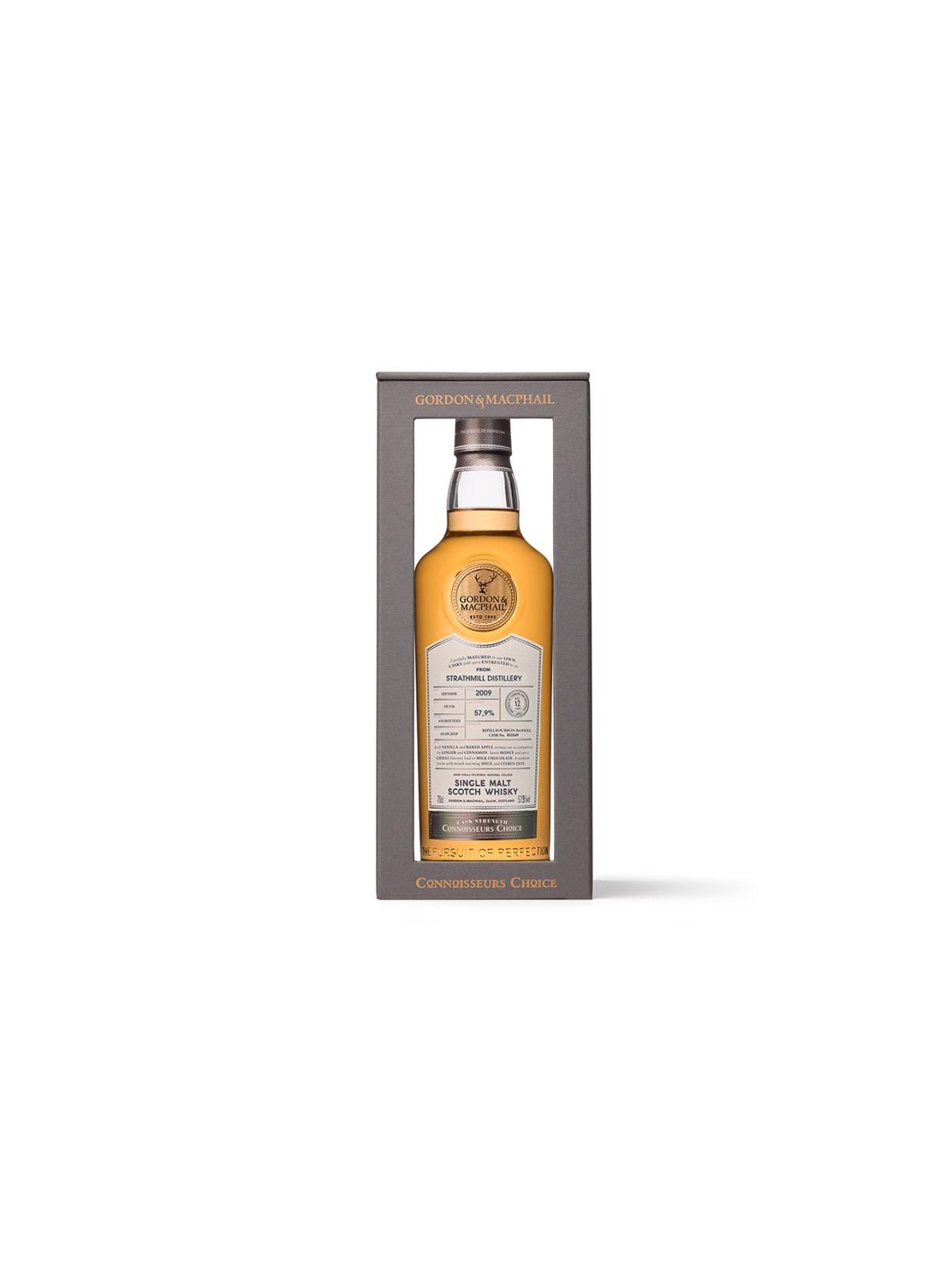 STRATHMILL SINGLE MALT SCOTCH WHISKY CASK STRENGHT 2009 12YO LION'S CHOICE GORDON & MCPHAIL